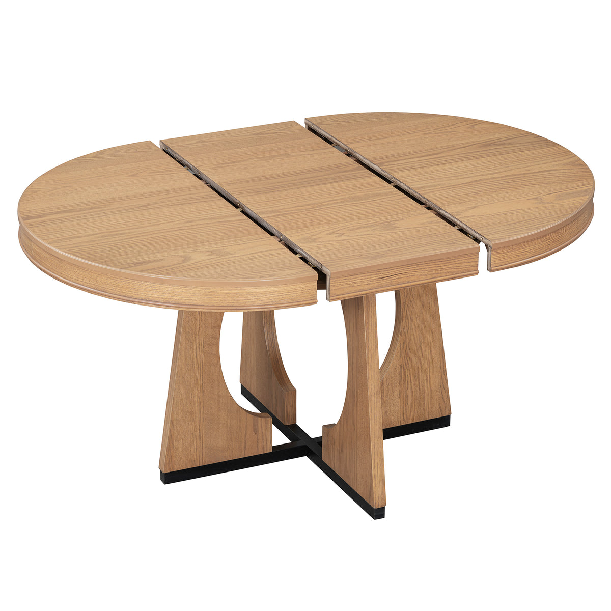 5-Piece Extendable Round Dining Table Set for 4 – 42"–58" Table with Upholstered Ladder-Back Chairs