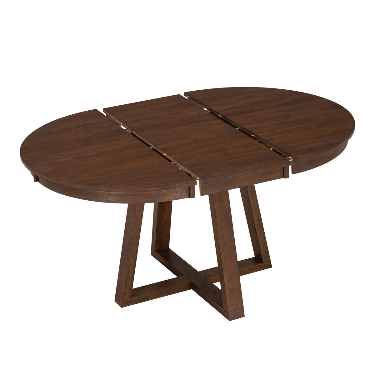 5-Piece Extendable Round Dining Table Set for 4 – 42"–58" Walnut Finish with Tufted Upholstered Chairs