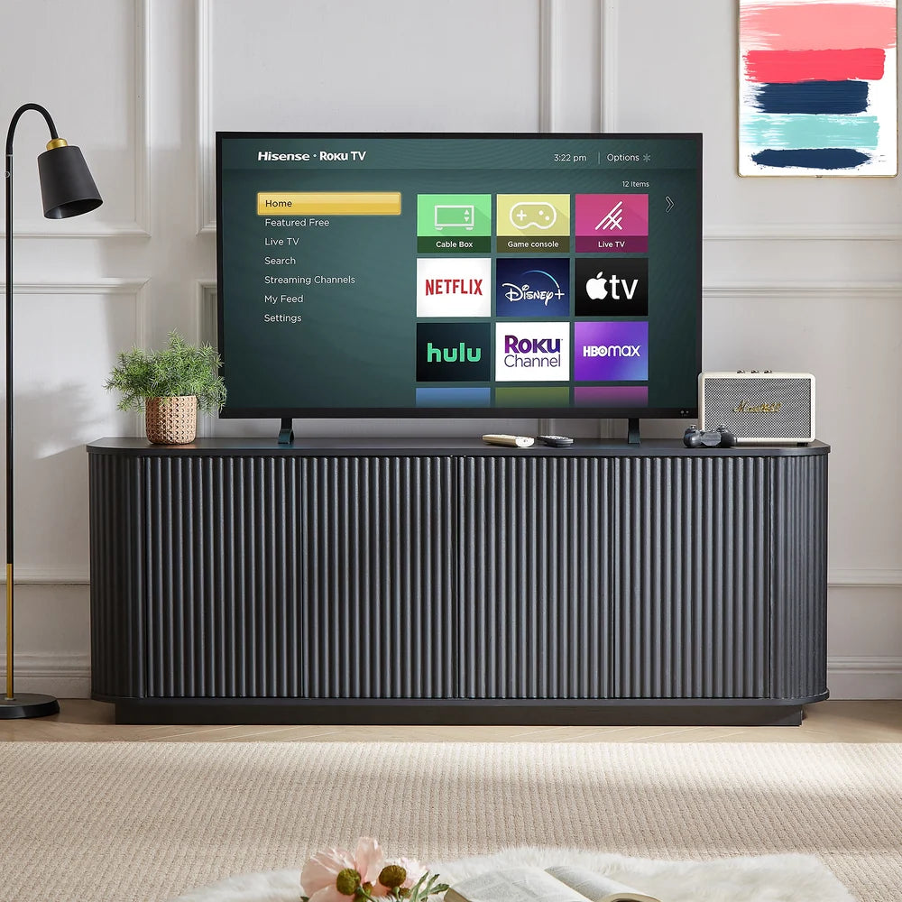 64" Fluted Sideboard Cabinet with Storage – Modern Buffet & TV Stand