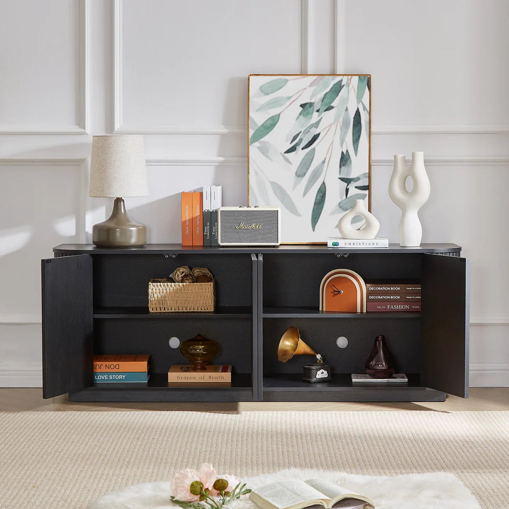 64" Fluted Sideboard Cabinet with Storage – Modern Buffet & TV Stand