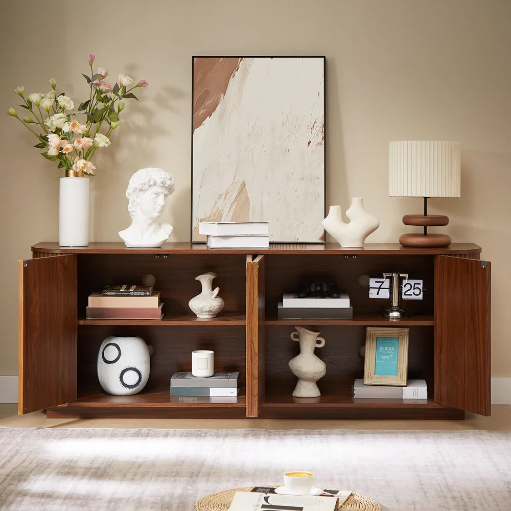 64" Fluted Sideboard Cabinet with Storage – Modern Buffet & TV Stand
