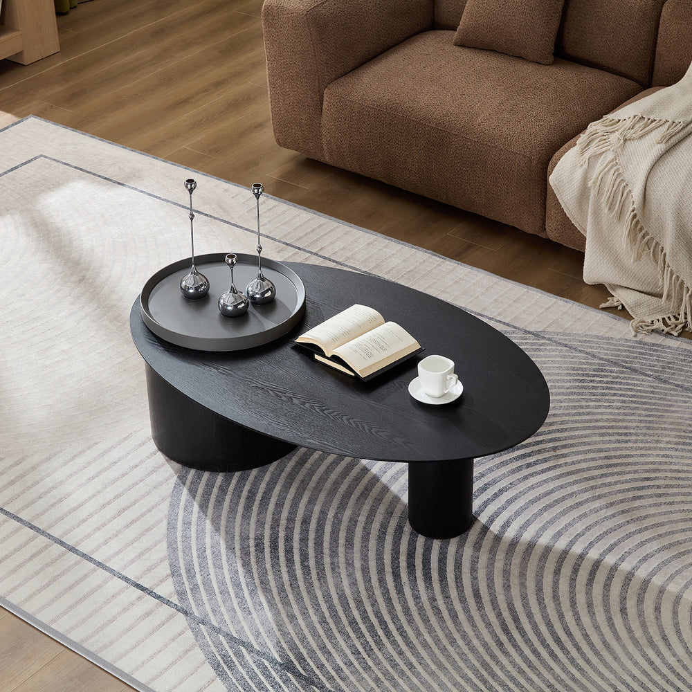 47.24" Modern Oval Coffee Table with Hidden Storage