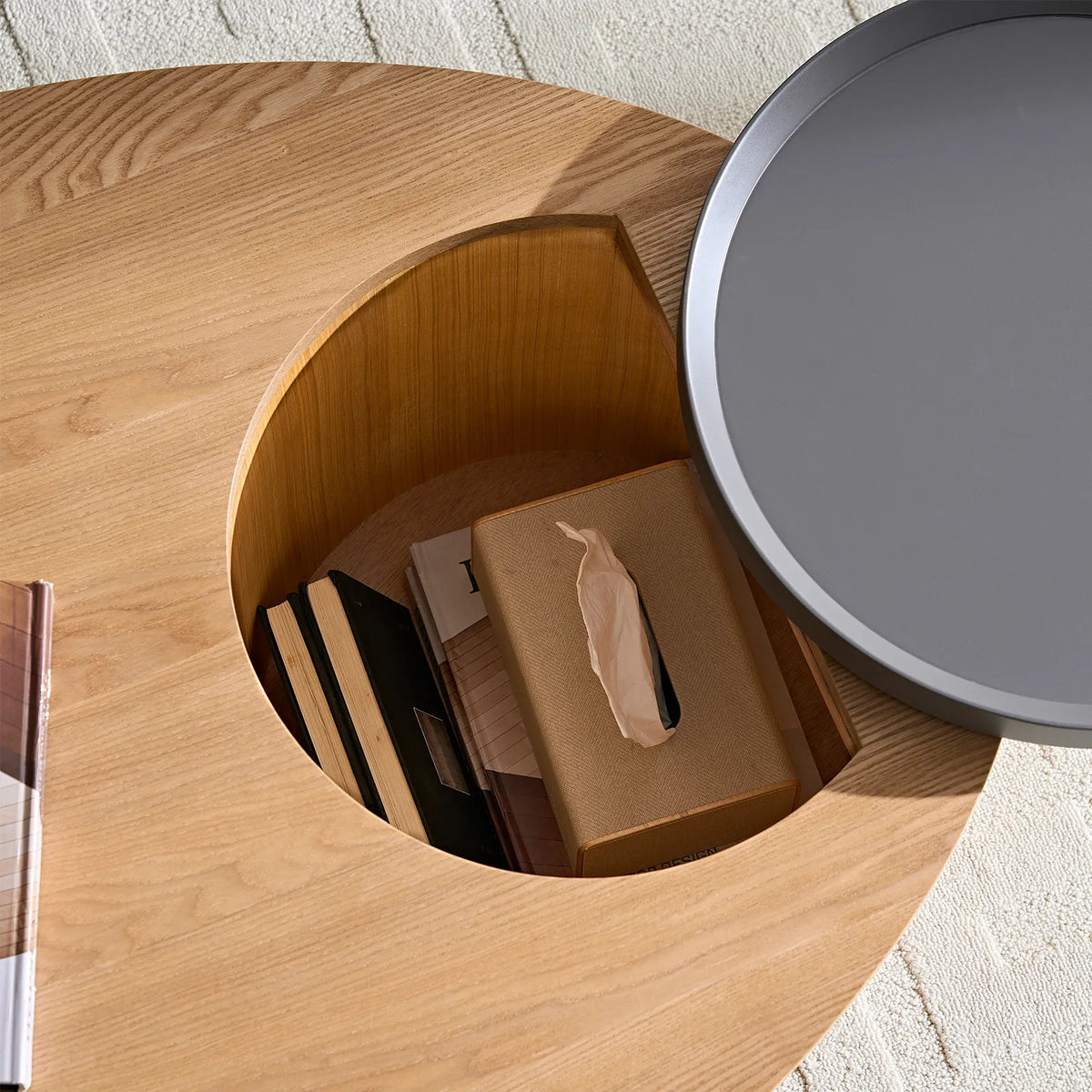 47.24" Modern Oval Coffee Table with Hidden Storage