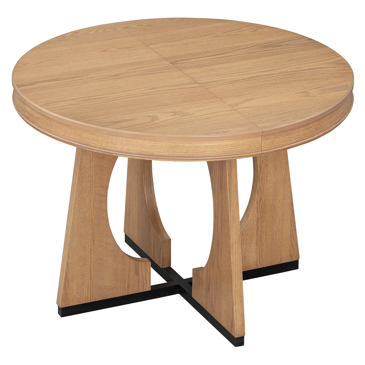 5-Piece Extendable Round Dining Table Set for 4 – 42"–58" Table with Upholstered Ladder-Back Chairs