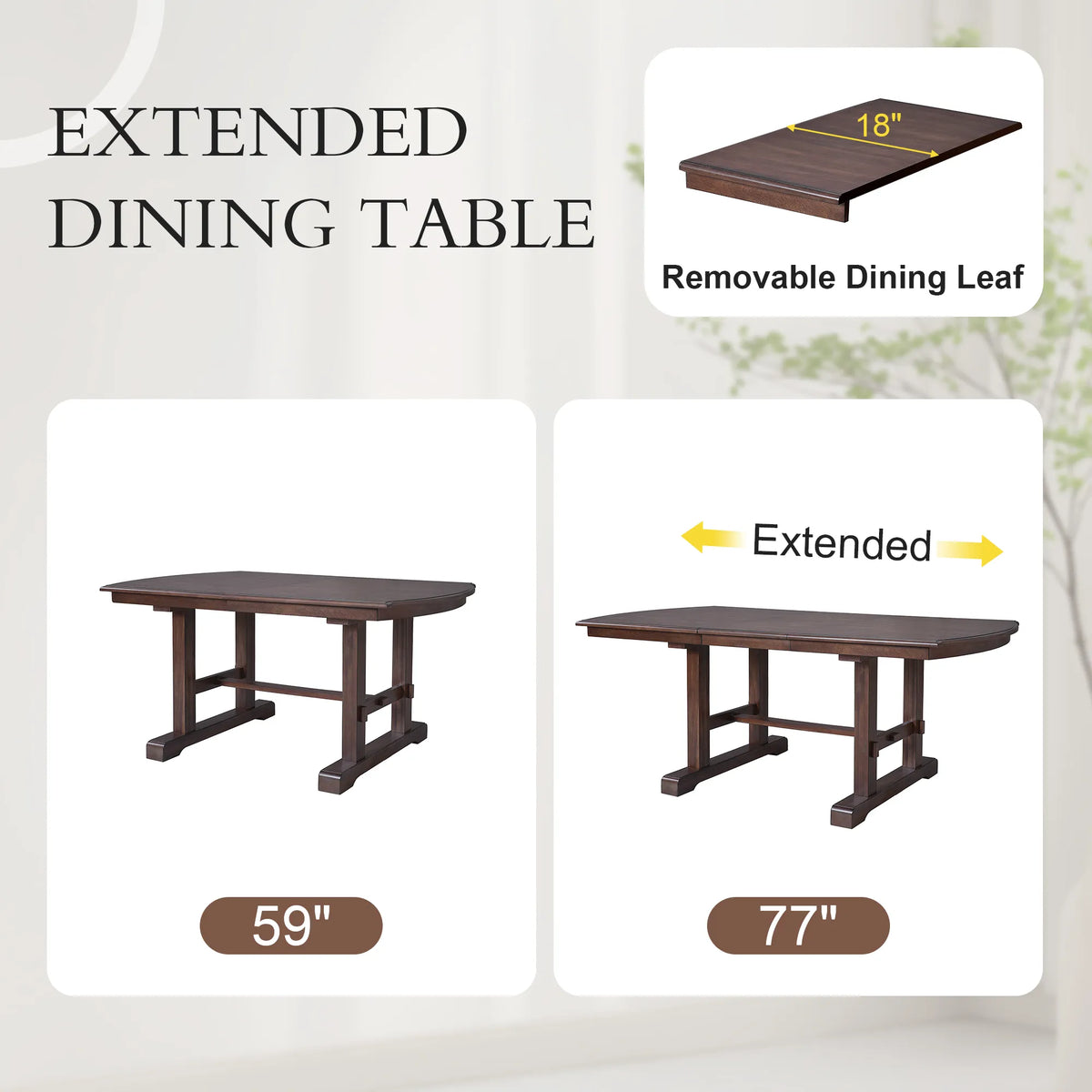 6-Piece Extendable Dining Table Set for 6 – 59"–77" Dark Brown Table with Upholstered Chairs & Bench